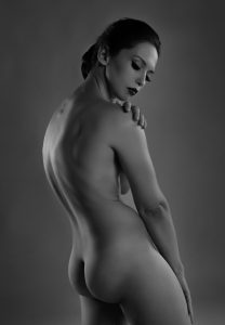 Contemporary black and white nude photography, flexible, acrobatics