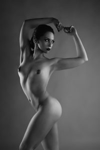 Contemporary black and white nude photography, flexible, acrobatics
