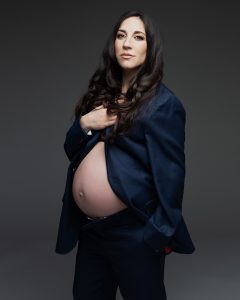 Beautiful pregnant woman ink dress, Elegant classy maternity photography, Toronto woman photography diversity Navy blue blazer , black lingerie