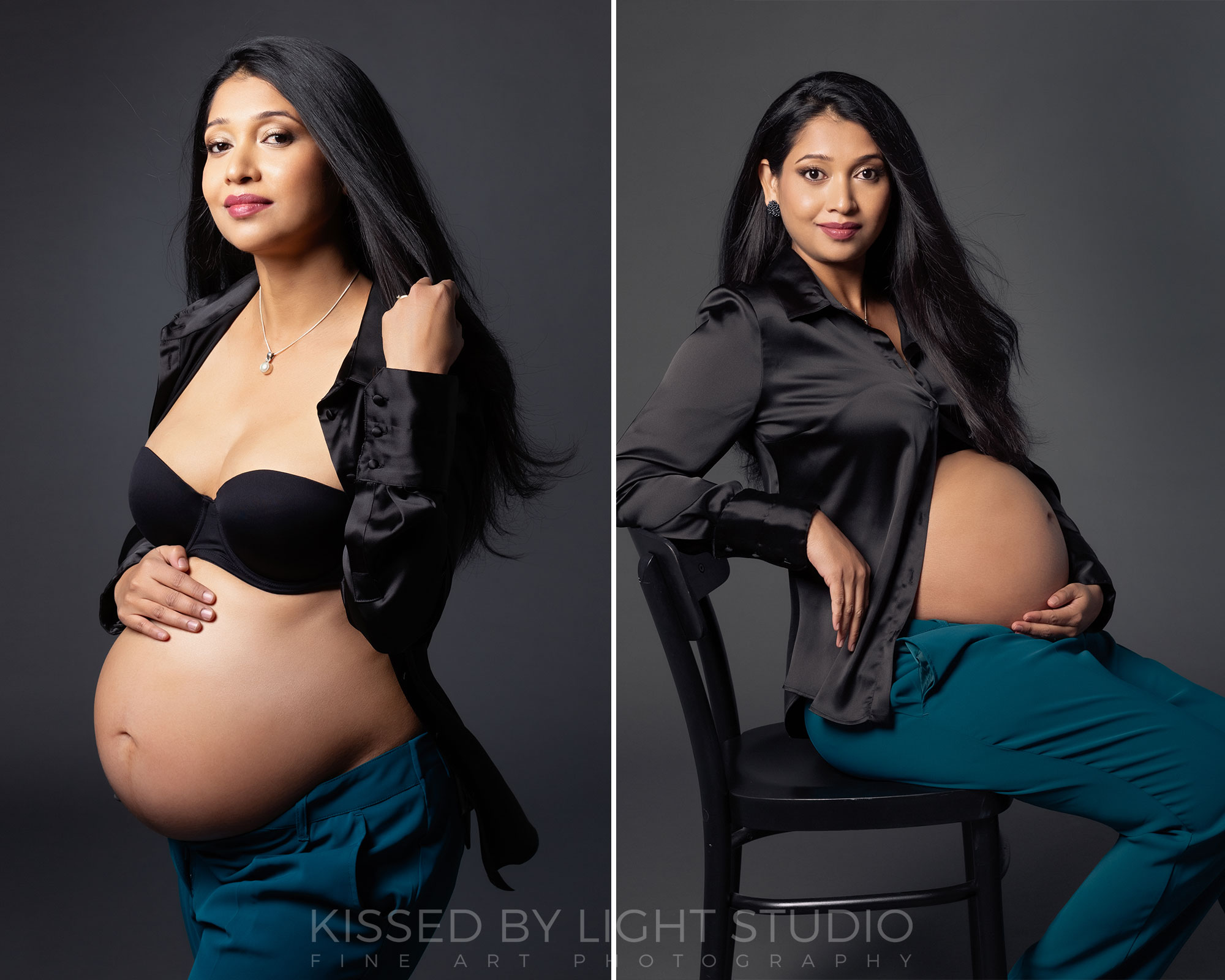 Maternity poses on a chair