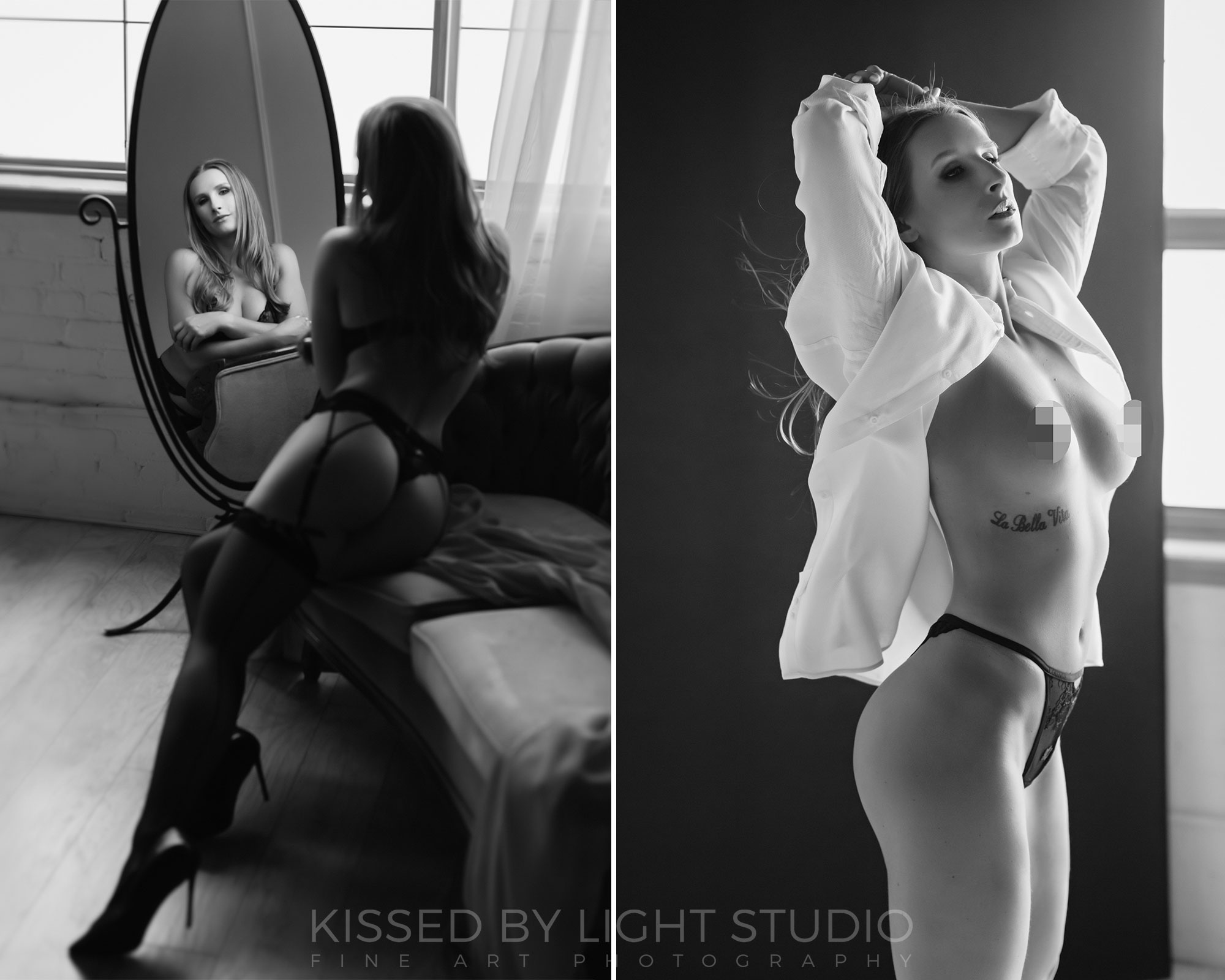 Artistic black and white boudoir photos