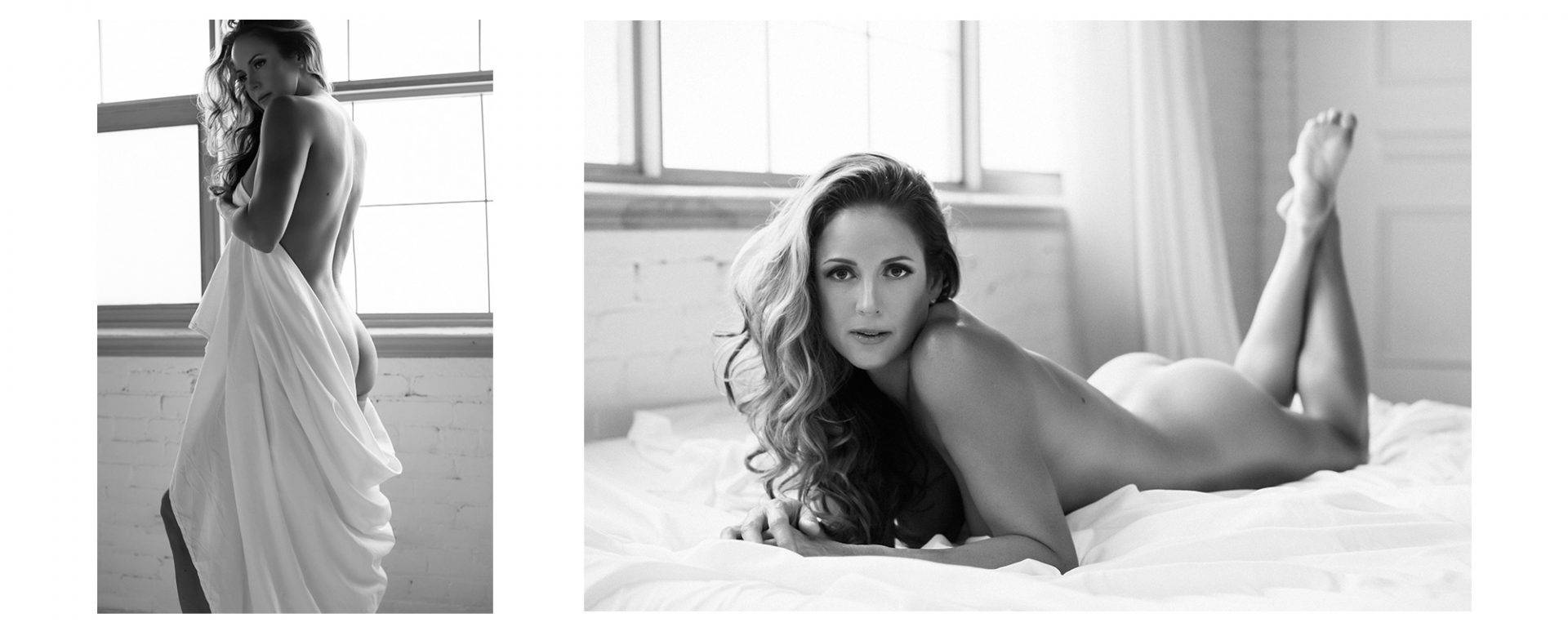 Classy nude portraits of a woman in a photography studio in Toronto
