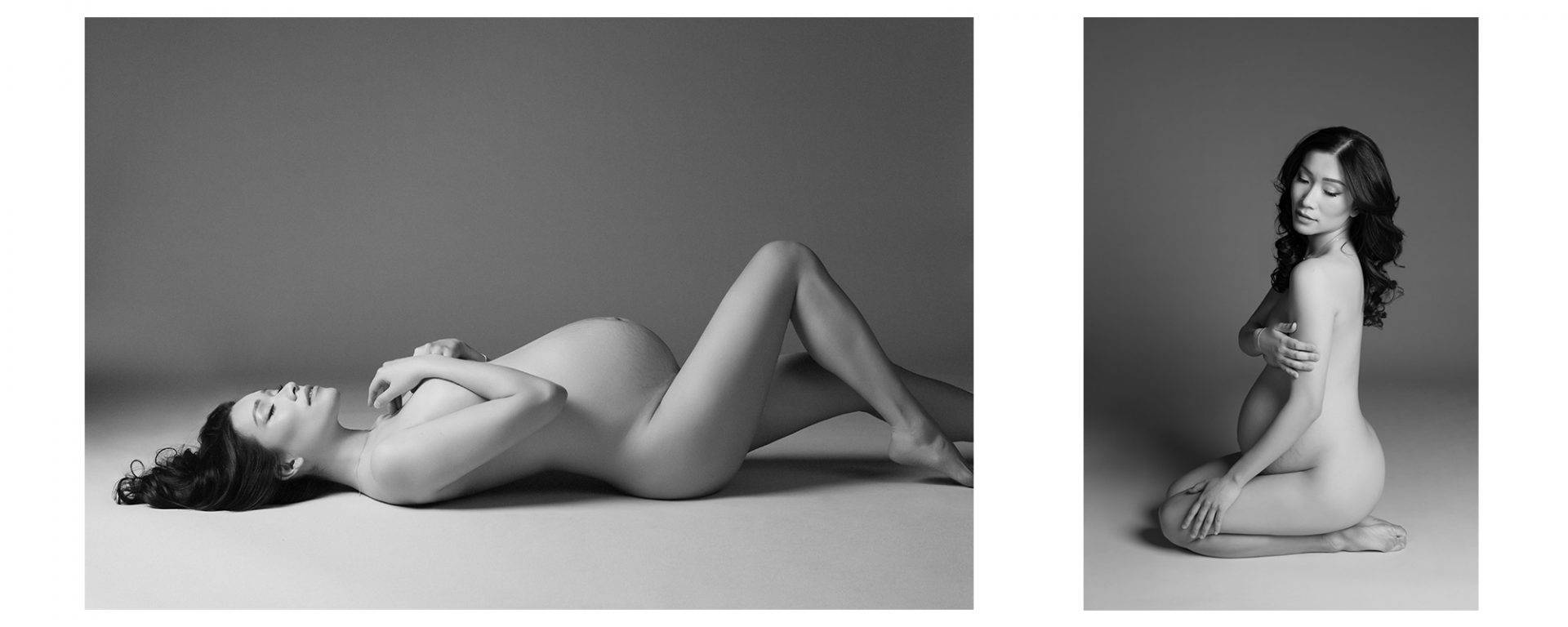 Black and white nude maternity photos.