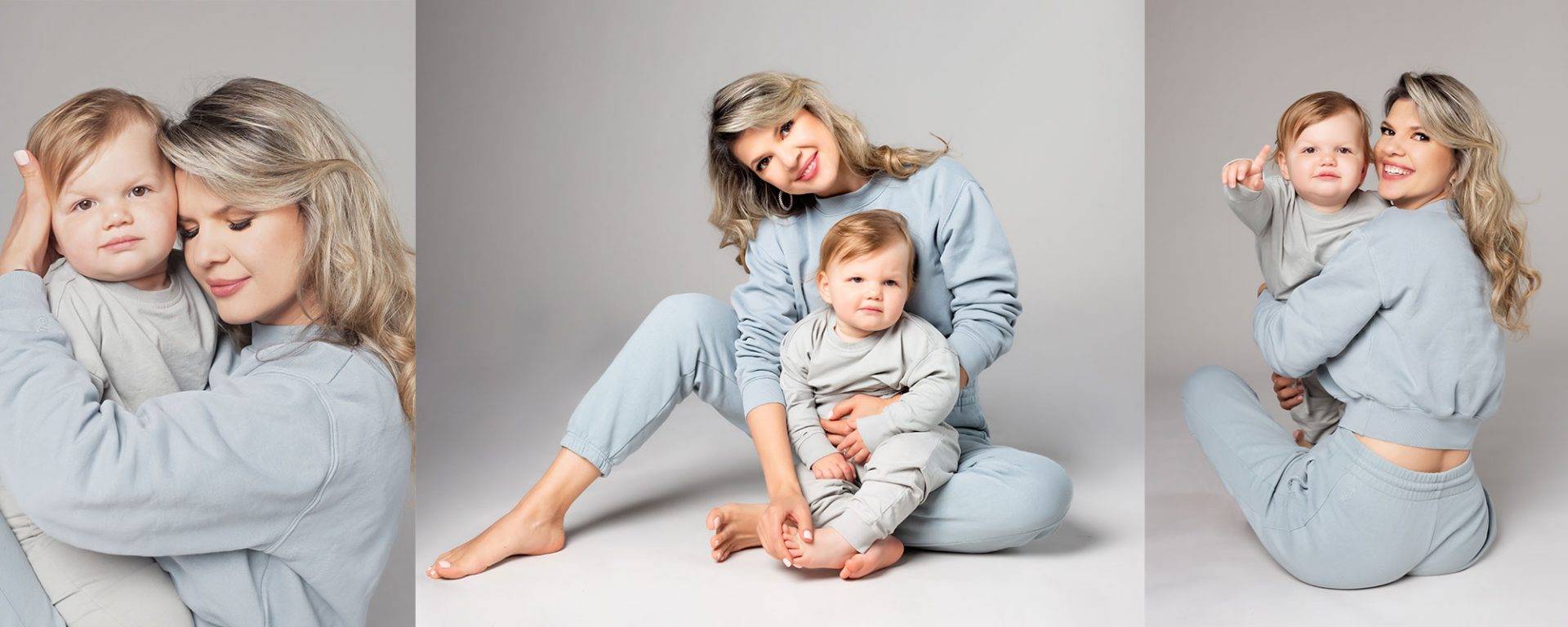 A mom and her daughter posing for a family session.