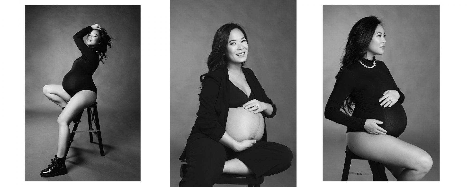 Elegant black and white maternity photos.
